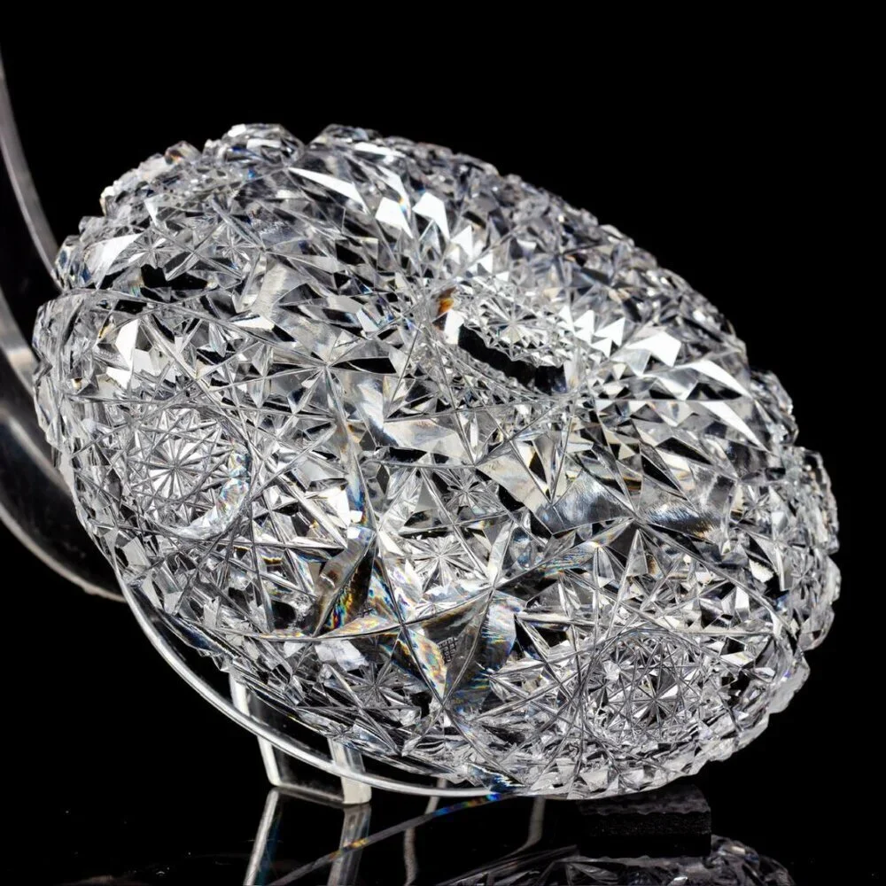 American Brilliant Cut Crystal Vanity Jar | Antique Collectible | Crystal Powder